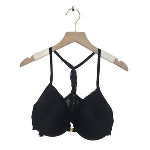 Natori Front Closure Bra Size 34C Black Lace Racerback Underwire